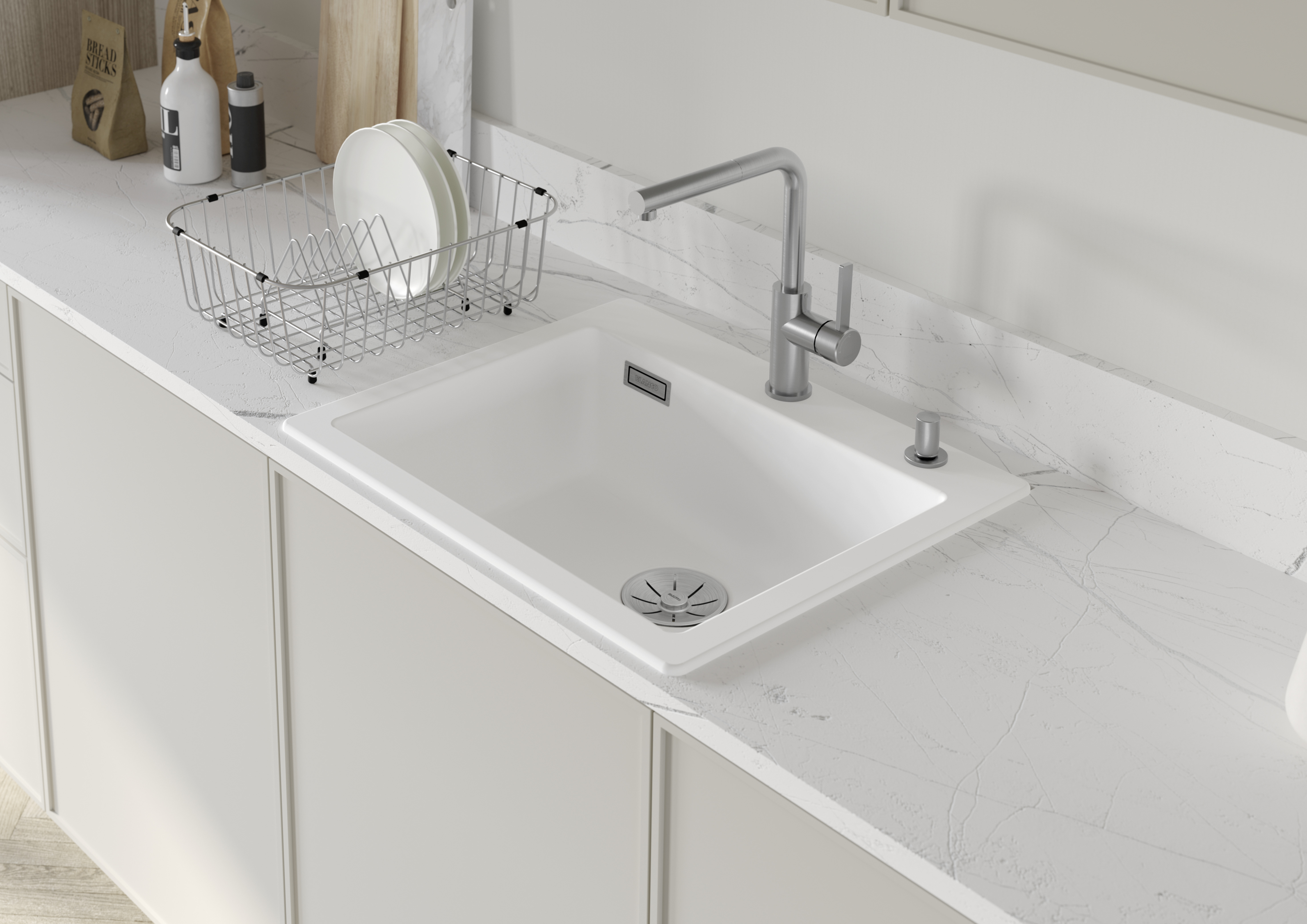 Ceramic sink in creamy colour